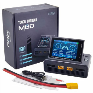 Зарядное устройство ToolkitRC M8D — DC 800W×2 / 1600W SYNC, 2 канала, 30A (50A SYNC), LiPo/LiHV/LiFe/Li-ion/NiMH/Pb 1–8S, USB-C PD 65W, IPS 3.5"